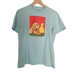 Sandro Paris Tee The Farm Graphic Shirt Mint Green Dog Duckling‎ Puppy M unisex